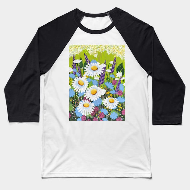 Daisies and co. Baseball T-Shirt by vickykuprewicz